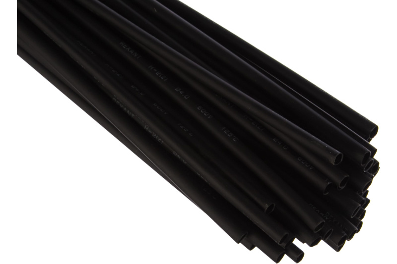 Термоусадочная трубка 4,0/2,0 мм, черная, по 1м | 20-4006 | REXANT/Rexant