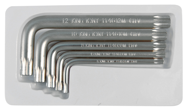 KING TONY Набор Г-образных SPLINE, M5-M12, 5 предметов  20505PR