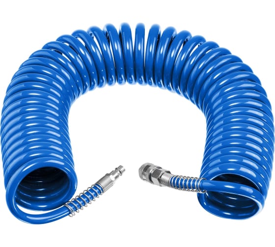 Шланг воздушный спиральный с фитингами рапид 5 м, 6х8 мм, 15 бар, ЗУБР Професиионал