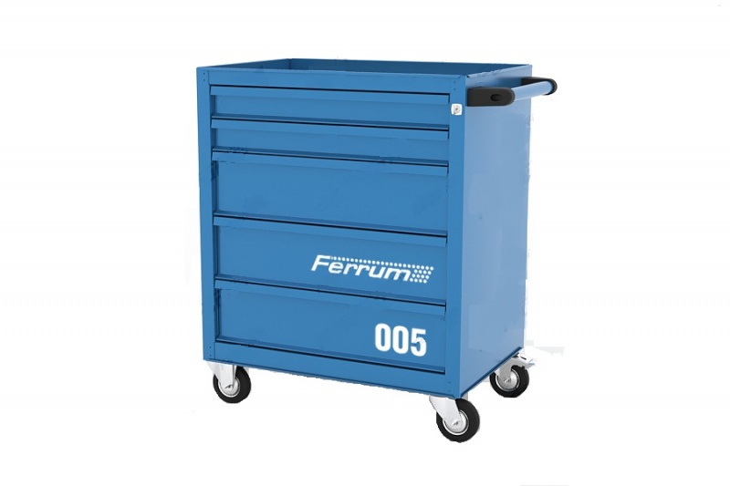 Тележка инструментальная с 5 ящиками (Синий) FERRUM 02.005L-5015