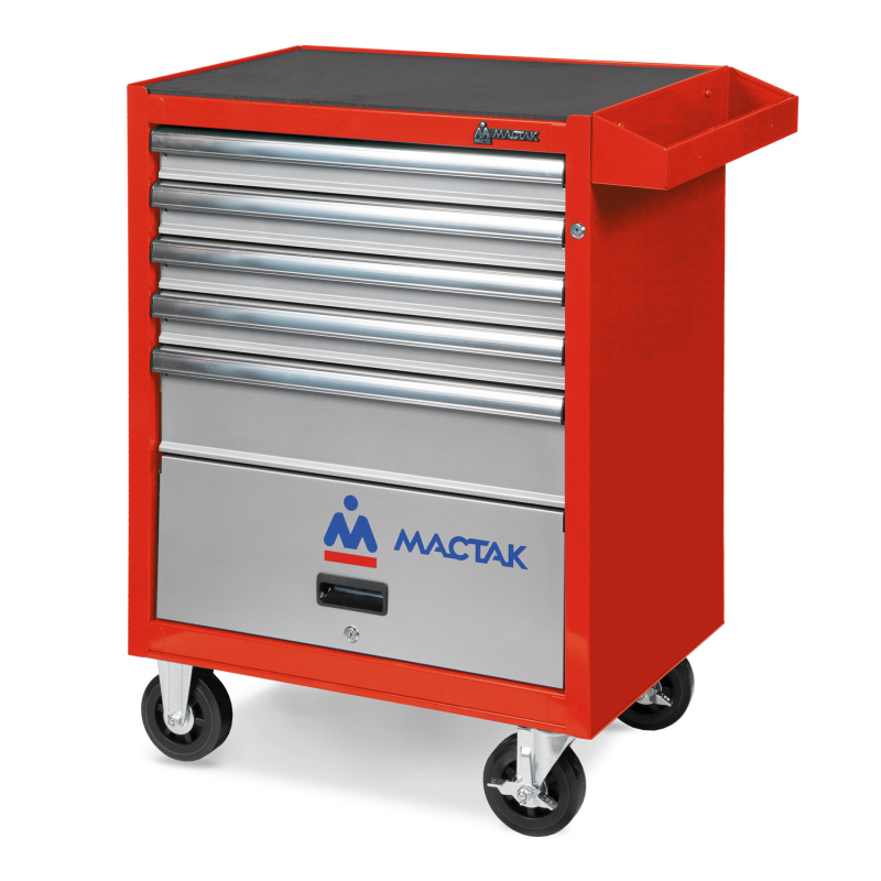 МАСТАК Тележка инструментальная серии «ОПТИМА», 5 полок и отсек, красная 522-05581MR