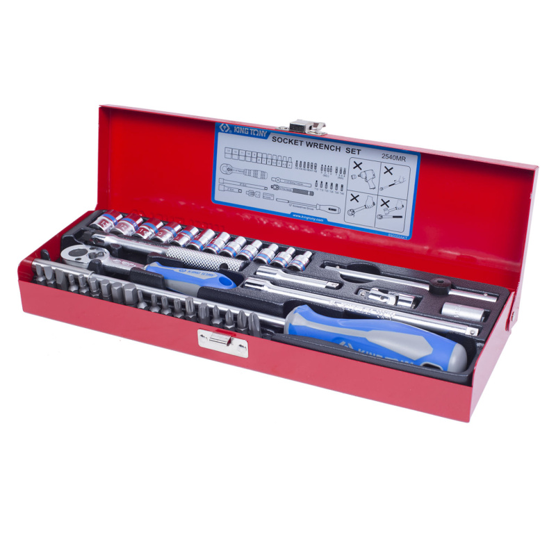 KINGTONY Набор торцевых головок с принадлежностями 1/4", шестигранные, 4-13 мм, 39 предметов 2540MR