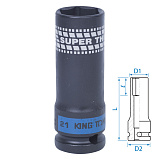 KING TONY Головка торцевая ударная глубокая 1/2", 21 мм, тонкостенная 441521M